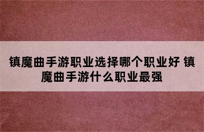 镇魔曲手游职业选择哪个职业好 镇魔曲手游什么职业最强